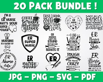 ER Krankenschwester SVG Bundle, Notaufnahme Krankenschwester Shirt Designs für Cricut