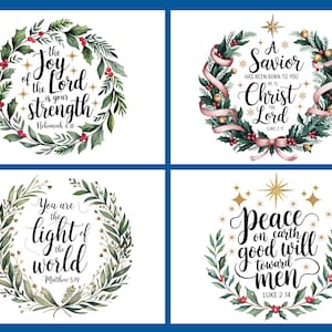 Faith Wreath Bundle for Christmas, Christian Clipart, Bible Verse Ornaments image 3