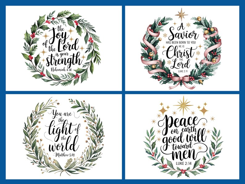 Faith Wreath Bundle for Christmas, Christian Clipart, Bible Verse Ornaments image 3
