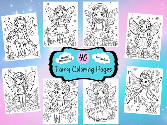 40 Fairy Coloring Pages: Fantasy Coloring Book (PDF Pattern)
