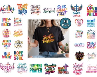 Colorful Christian Bundle SVG PNG | Everyday Christian Sublimation Designs | Inspirational Faith | Christian Shirt PNG Designs | faith svg
