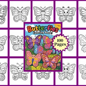 Butterfly Coloring Book: 100-Page Kids Activity (Digital Download)
