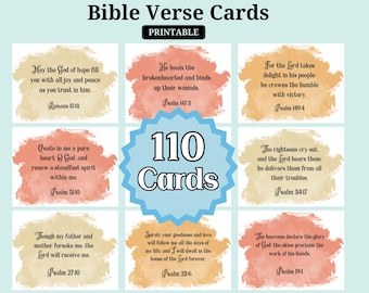 110 Bible Verse Cards: Daily Inspiration, Scripture Affirmations (PDF Downloadable Printables)