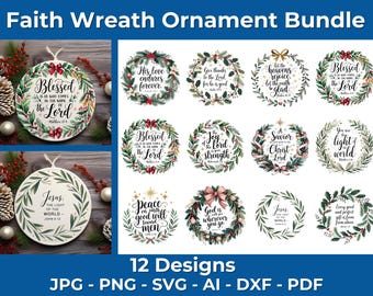 Faith Wreath Ornament Bundle: Religious Christmas SVG (Digital Download)