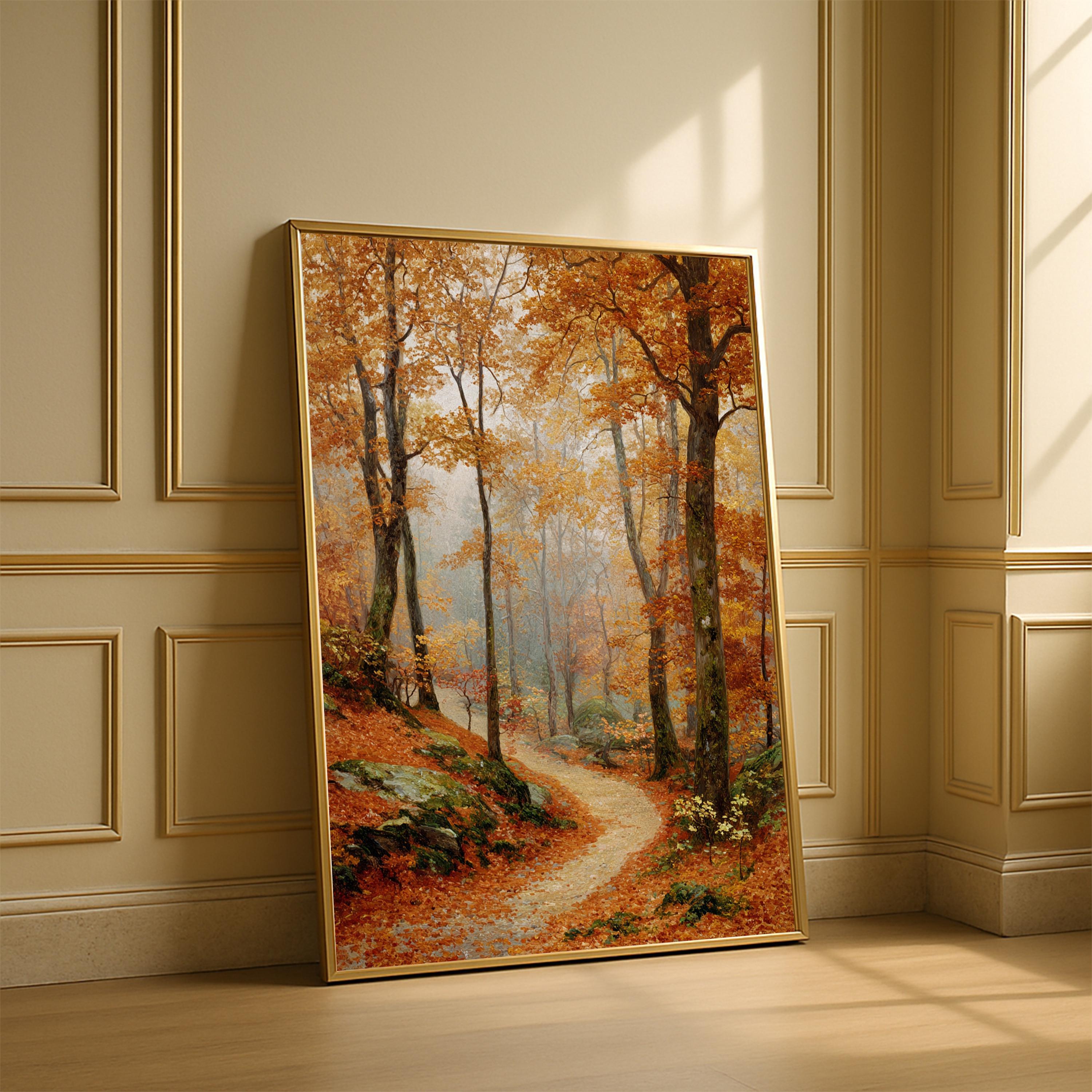 Autumn Forest Path Wall Art Printable, Fall Landscape Digital Download ...