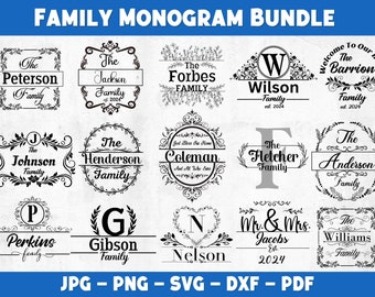 Family Name Monogram SVG Bundle: Laser Cut Files (Digital Download)