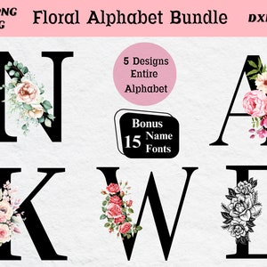 Bloemen alfabet, bloemen alfabet SVG, bloemen alfabet png, aquarel bloemen png, aquarel bloemen clipart, bloemen brief monogram