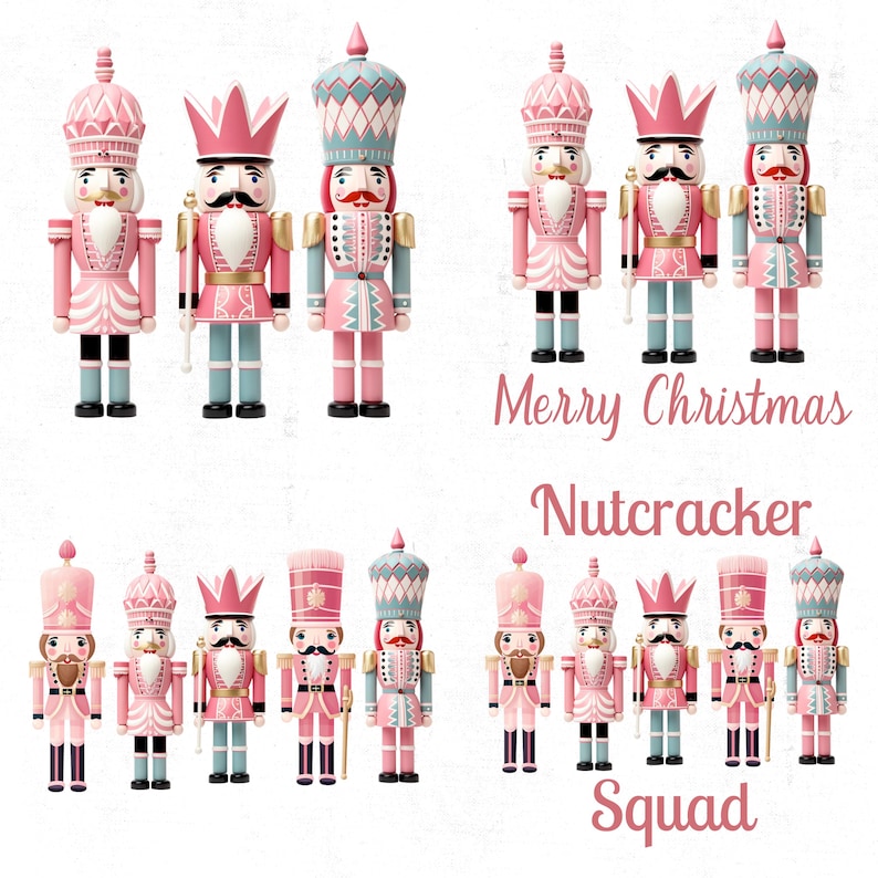 Pink Nutcracker PNG, Pastel Christmas Clipart, Ballet Holiday SVG Bundle image 1