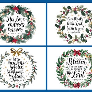Faith Wreath Bundle for Christmas, Christian Clipart, Bible Verse Ornaments image 2