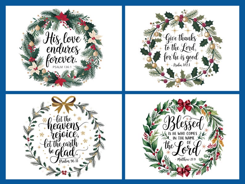 Faith Wreath Bundle for Christmas, Christian Clipart, Bible Verse Ornaments image 2