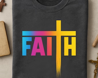 Faith Brushstroke Design: Christian SVG PNG, Cross Sublimation (Digital Download)