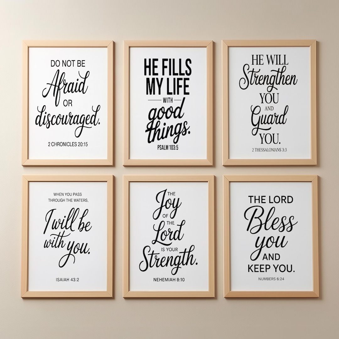 Minimalist Bible Verse Prints, Modern Scripture Wall Art Set, Neutral ...