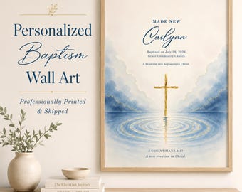 Personalized Baptism Wall Art Gift, Custom Christian Baptism Print, Baptized Keepsake for Child