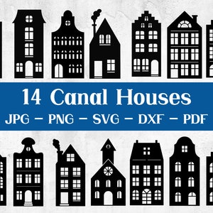 Canal House SVG Bundle: 14 Village Scene Designs (Digital Download)