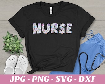 Floral Nurse PNG, RN Sublimation Design for Nurse Shirt