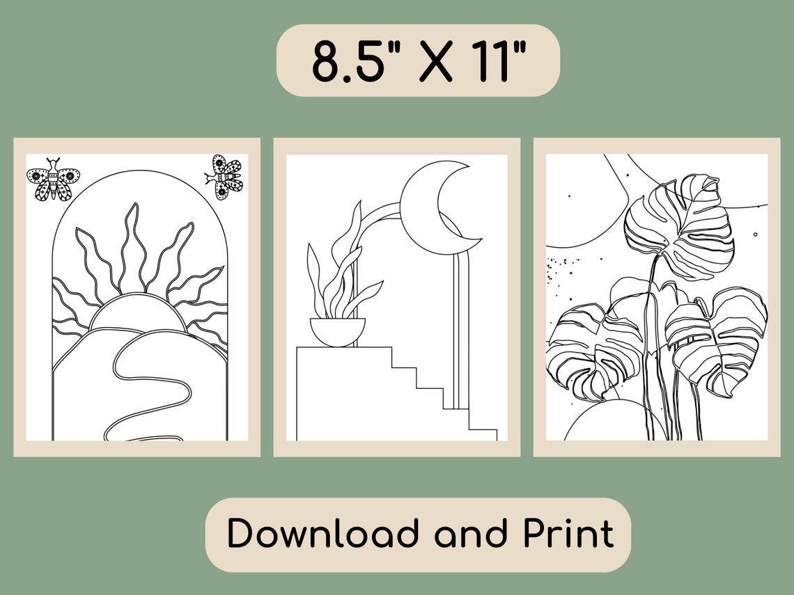 Minimalist Coloring Pages for Adults Minimalist Coloring - Etsy