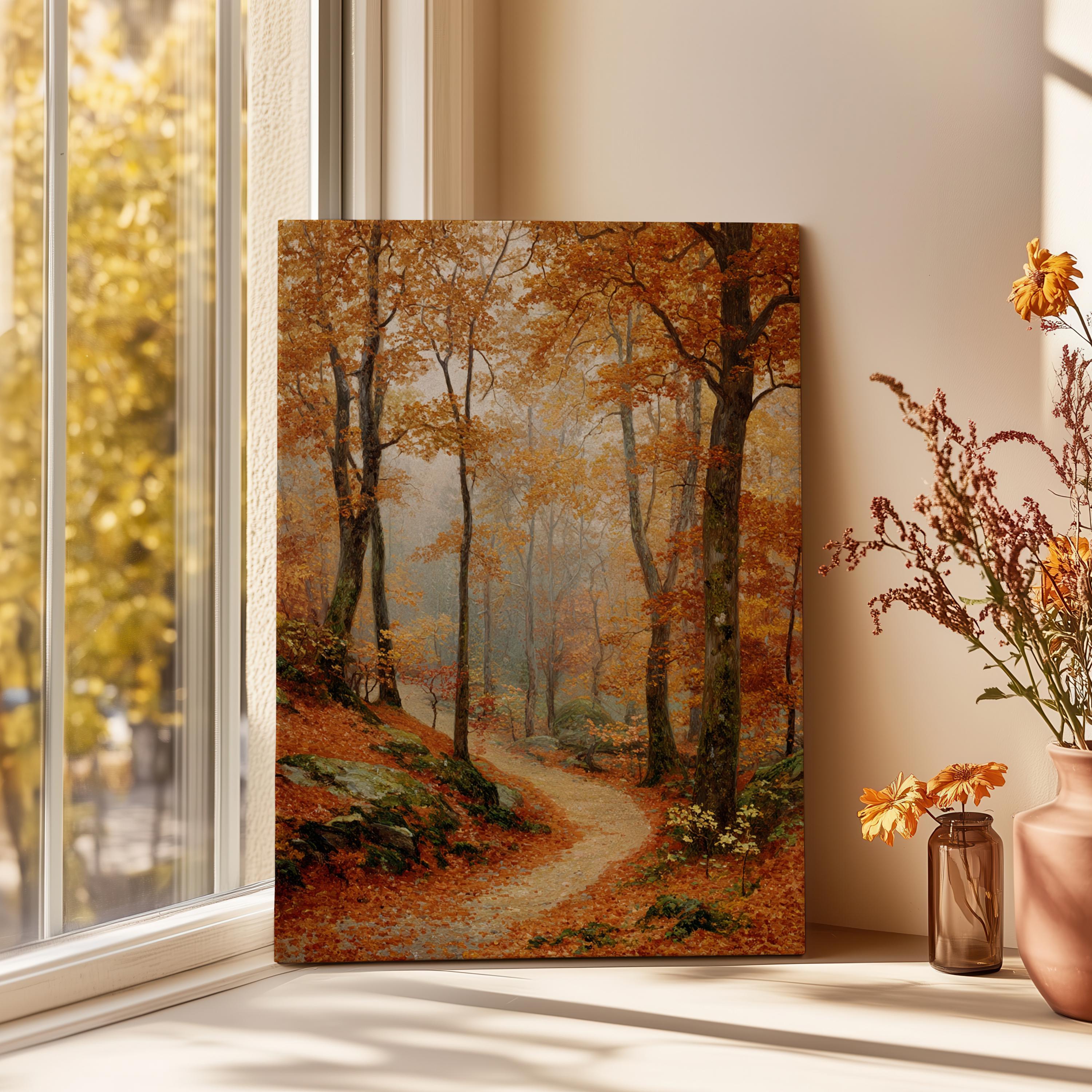 Autumn Forest Path Wall Art Printable, Fall Landscape Digital Download ...
