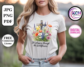 Christian Wildflower Quote PNG – Faith Design (Digital Download)