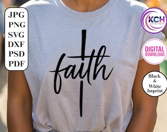 Faith SVG Bundle: Christian Cut File, Black & White Imprint (Digital Download)