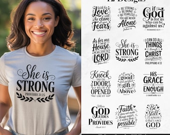 Bible Verse SVG Bundle – 12 Scripture Shirt Designs (SVG, PNG) | Christian Quotes for Cricut & Silhouette