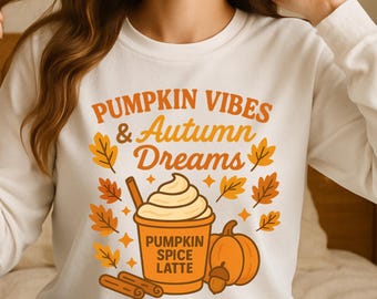 Pumpkin Vibes Fall Design PNG SVG | Pumpkin Season | Pumpkin Latte Shirt | Fall Cozy PNG | cozy fall clipart | cozy svg | fall pumpkin png