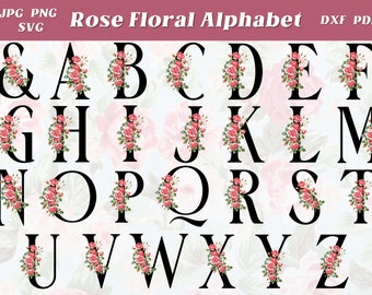 Rose Floral Alphabet: Watercolor Letter Monogram (Digital Download)