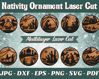 Nativity Ornament Laser Cut Files: Set of 10 (Digital Download)