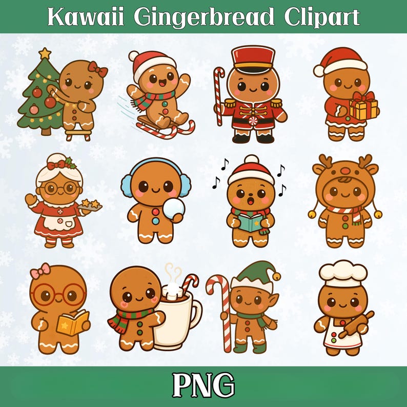 Mega Christmas Clipart Bundle 490+ PNG | Cute Santa, Elves, Reindeer ...