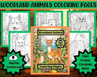 Forest Animals Coloring Pages for Kids, Woodland Printable Activity Book
