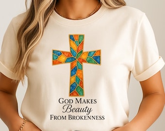 Inspirational Christian PNG: God Makes Beauty From Brokenness (Digital Download)