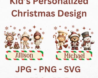 Personalized Kids Christmas Design | Holiday Character Print (Digital Download)