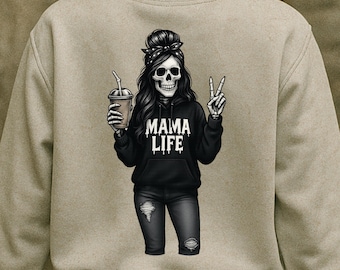 Spooky Mama Skeleton PNG SVG – Halloween Mom Shirt Design, Retro Vintage, 300 DPI Instant Download