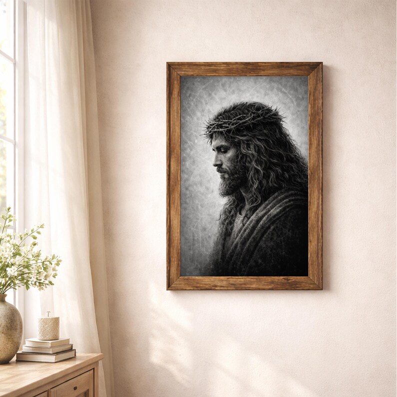 Jesus Crown of Thorns Wall Art Printable, Christian Decor, Instant ...