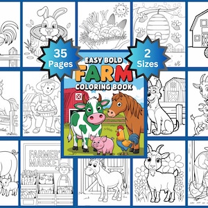 Farm Coloring Book: 35 Easy Bold Pages for Kids (PDF)
