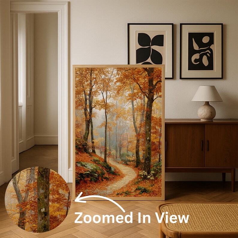 Autumn Forest Path Wall Art Printable, Fall Landscape Digital Download ...