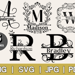 Monogramme du nom de famille, lot de monogramme svg, svg alphabet monogramme, logo monogramme de mariage, polices de monogramme svg, monogramme couronne, monogramme SVG