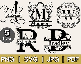Family name monogram, monogram svg bundle, monogram alphabet svg, wedding monogram logo, svg monogram fonts, wreath monogram,  Monogram SVG