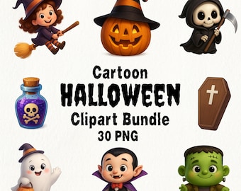 Halloween Clipart Bundle PNG | Geist Kürbis Hexe Sublimation Designs Cricut Aufkleber Junk Journal