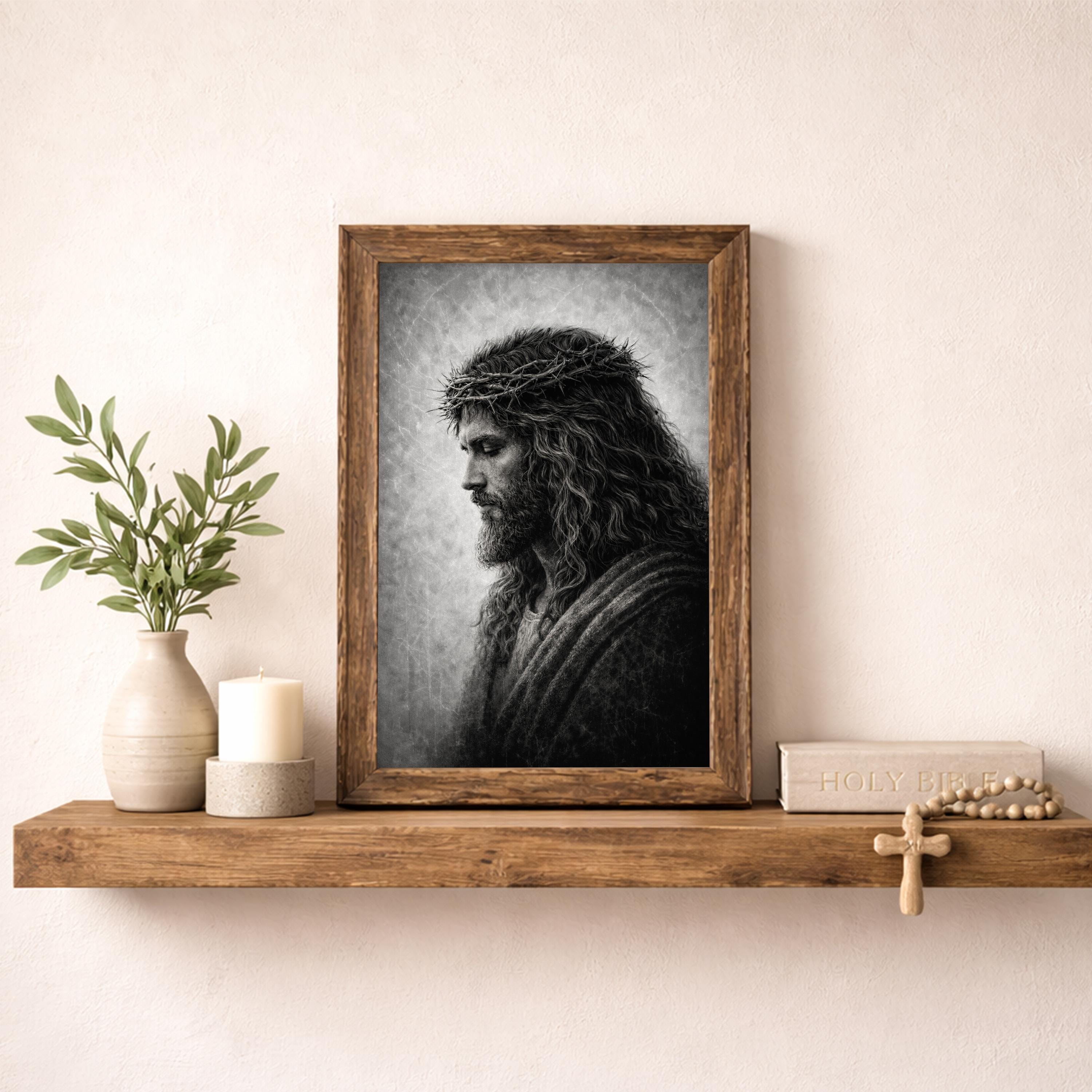 Jesus Crown of Thorns Wall Art Printable, Christian Decor, Instant ...
