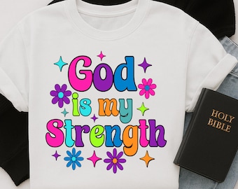 God Is My Strength Retro Christian SVG/PNG (Digital Download)