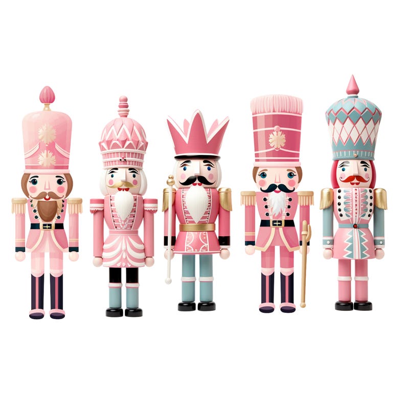 Pink Nutcracker PNG, Pastel Christmas Clipart, Ballet Holiday SVG Bundle image 3