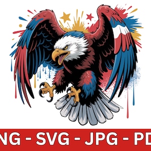グラフィティ イーグル PNG SVG: 愛国的なアメリカの白頭ワシのデザイン (デジタル)
