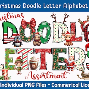 Christmas Doodle Letters & Clipart: Festive PNG Alphabet (digital ...