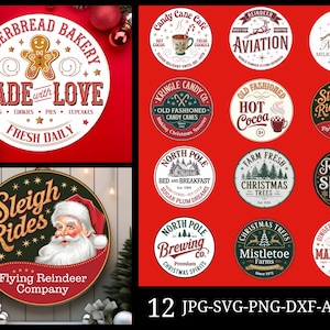 Christmas SVG signs, christmas signs, round christmas signs, round christmas signs svg, christmas door hanger, christmas door hanger svg