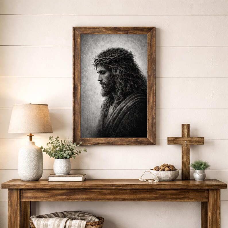 Jesus Crown of Thorns Wall Art Printable, Christian Decor, Instant ...