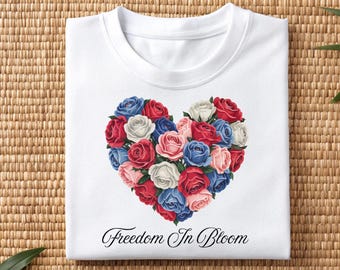 Floral America PNG: Patriotic 4th of July Design (Digital Download)