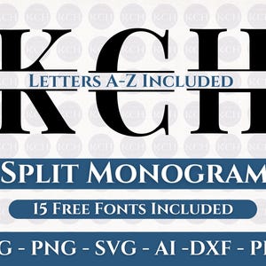 Monogramm-Svg-Schriftart, Split-Monogramm-Svg, Cricut-Schriftart-Svg-Dateien, Name Monogrammrahmen Split Alphabet Buchstaben svg, Dxf, druckbare Png-Dateien