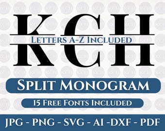 Split Monogram SVG Font: Alphabet Letters, Cricut Files (Digital Download)