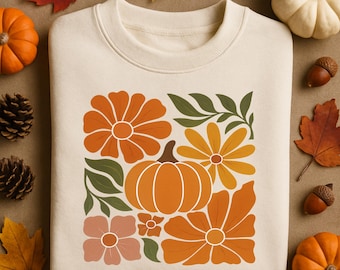 Boho Fall Pumpkin PNG SVG | boho floral svg | fall floral pumpkin | pumpkin season png | fall sublimation png | retro pumpkin boho png