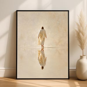 Jesus Walking on Water Minimalist Wall Art | Christian Digital Download | Faith-Based Printable Decor | Modern Religious Artwork